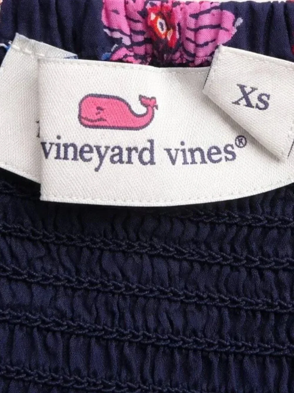 Vineyard Vines Tisbury Floral Smocked Midi Dress XS Pockets - Picture 5 of 7